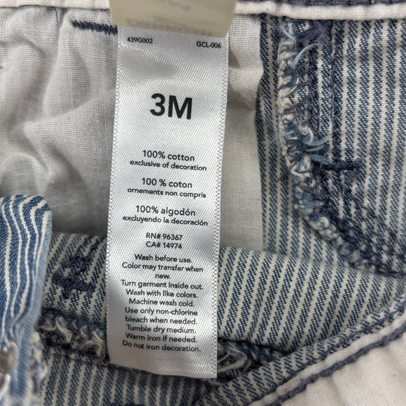 Oshkosh B'Gosh ‎Stripe Denim Bib Overalls 3 Months Train Conductor Engineer - Picture 6 of 6